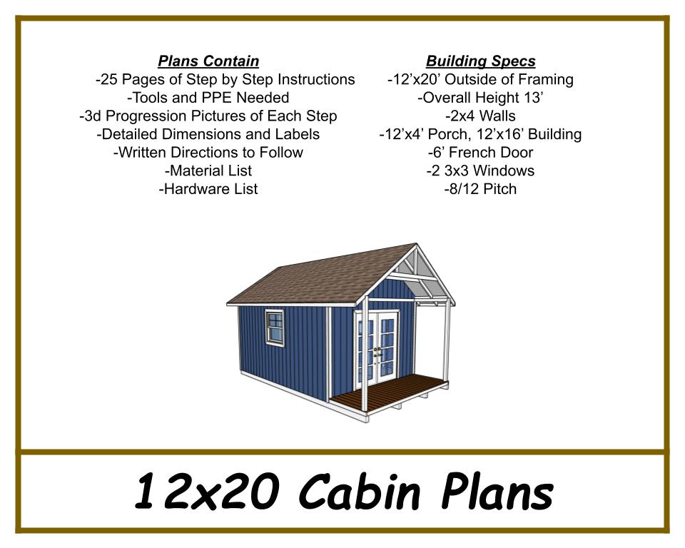 12x20 Gable Cabin Plans-TriCityShedPlans