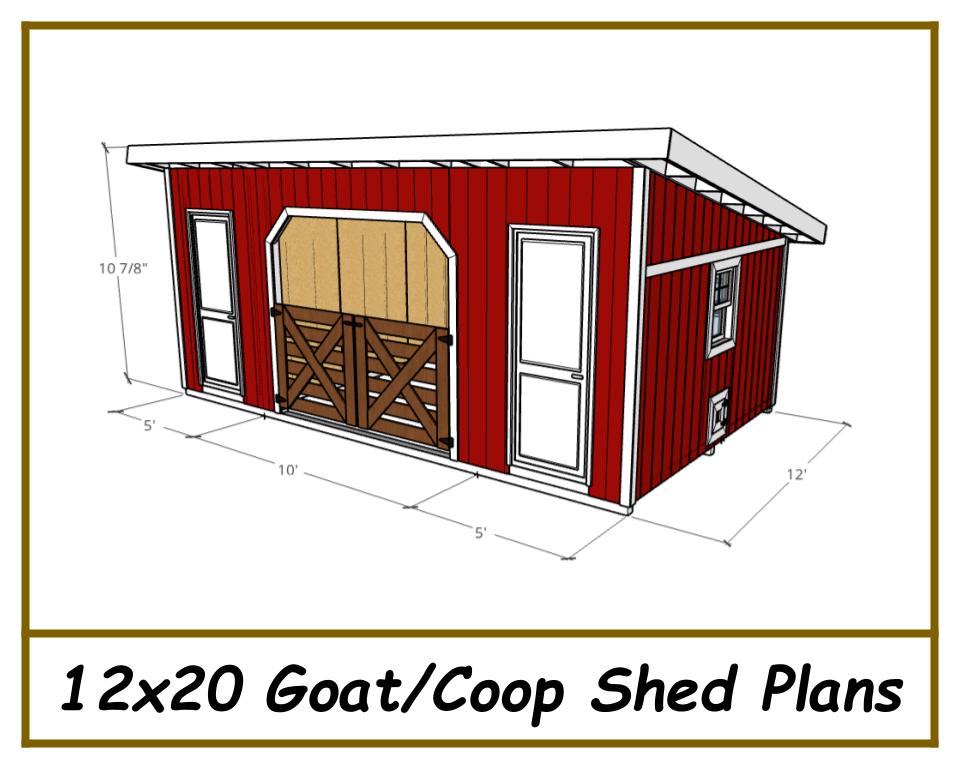 Goat/Coop Shed 12x20 Plans - PDF Download-TriCityShedPlans