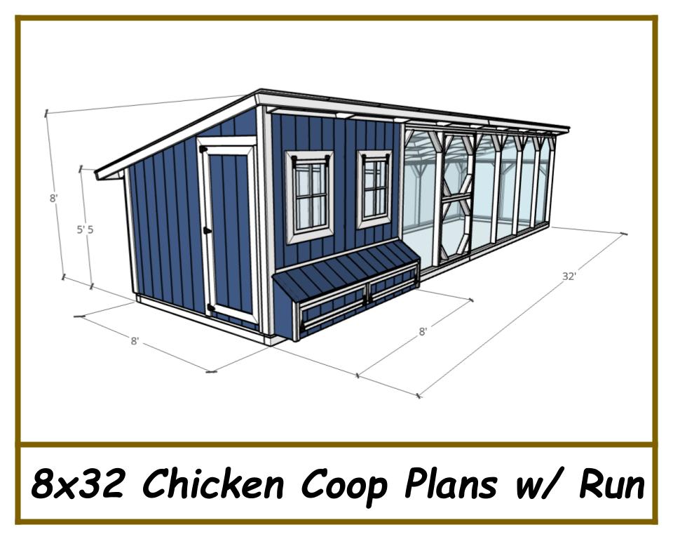 8x32 Chicken Coop Plans-TriCityShedPlans