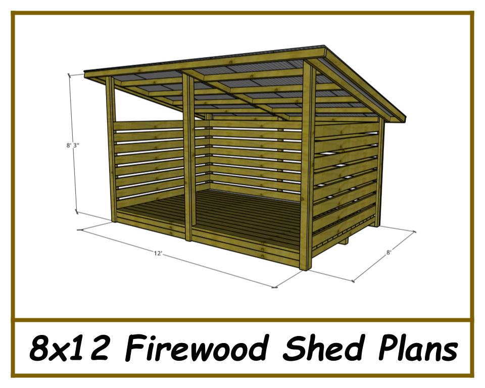 8x12 Firewood Shed Plans-TriCityShedPlans