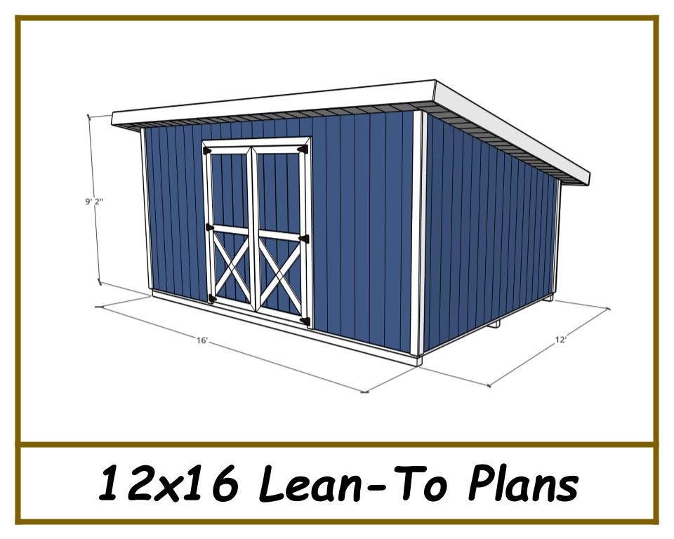 12x16 Lean-To Shed Plans-TriCityShedPlans