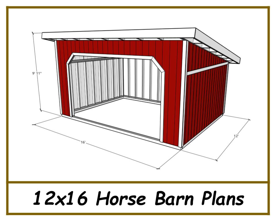 12x16 Horse Barn Plans - 1 Stall-TriCityShedPlans