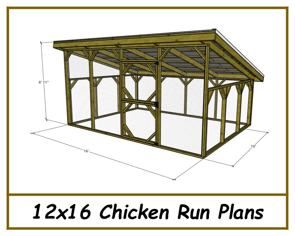 12x16 Chicken Run Plans-TriCityShedPlans