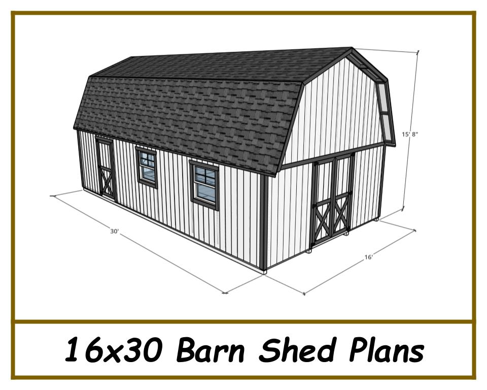 16x30 Barn Shed Plans-TriCityShedPlans