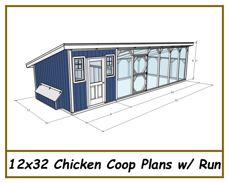 12x32 Chicken Coop Plans with Run-TriCityShedPlans