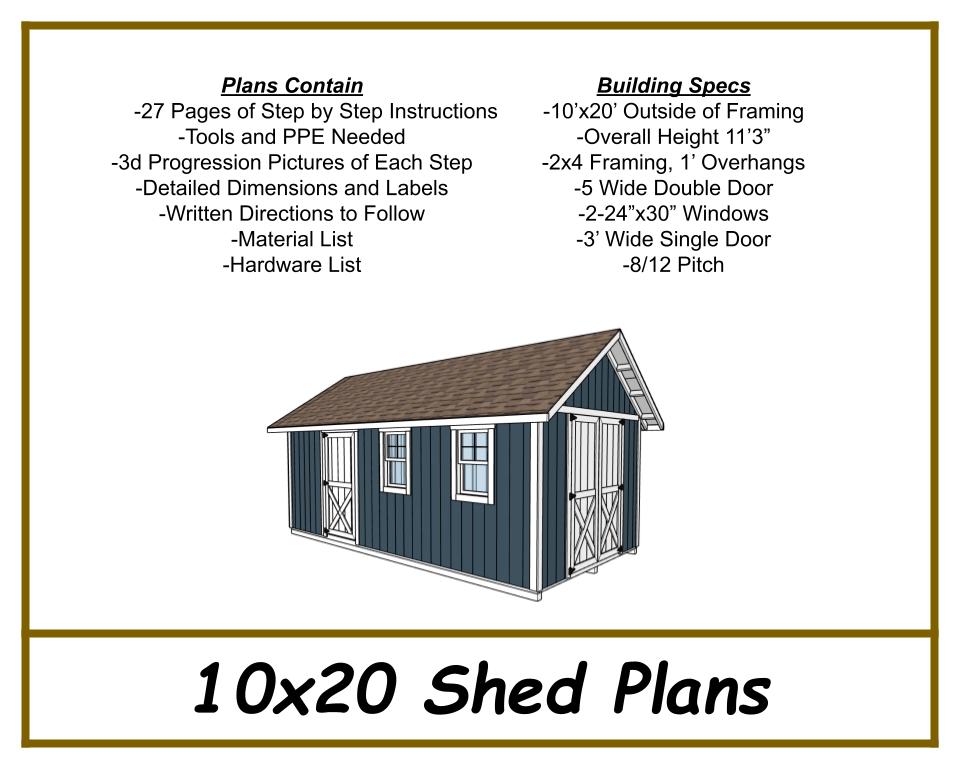 Shed Plans 10x20 - Storage Shed Plans - PDF Download