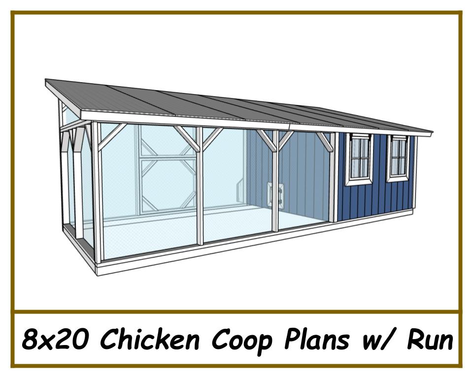 8x20 Chicken Coop Plans with Run - PDF Download