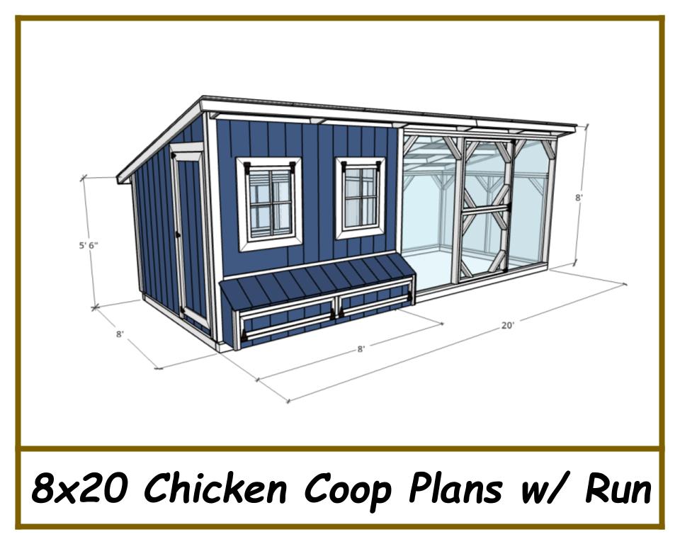 8x20 Chicken Coop Plans with Run - PDF Download