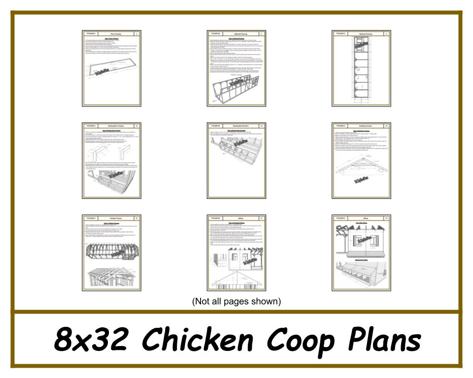 8x32 Chicken Coop Plans with Run - Gable Chicken Coop