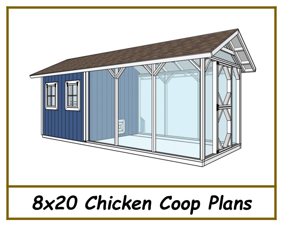 8x20 Chicken Coop Plans with Run - Gable Chicken Coop