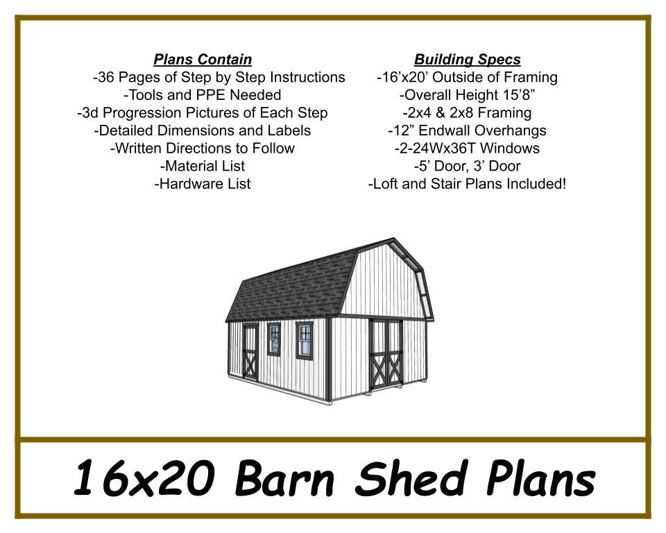 16x20 Barn Shed Plans