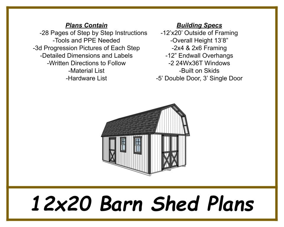 12x20 Barn Shed Plans