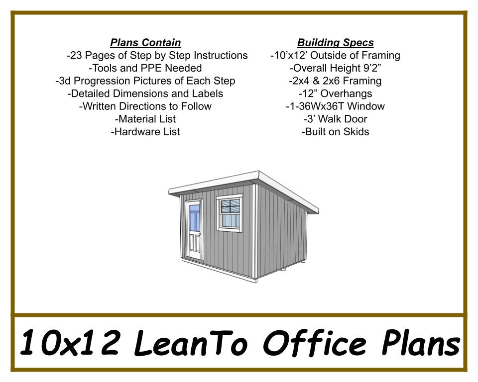 10x12 Lean To Office Shed Plans