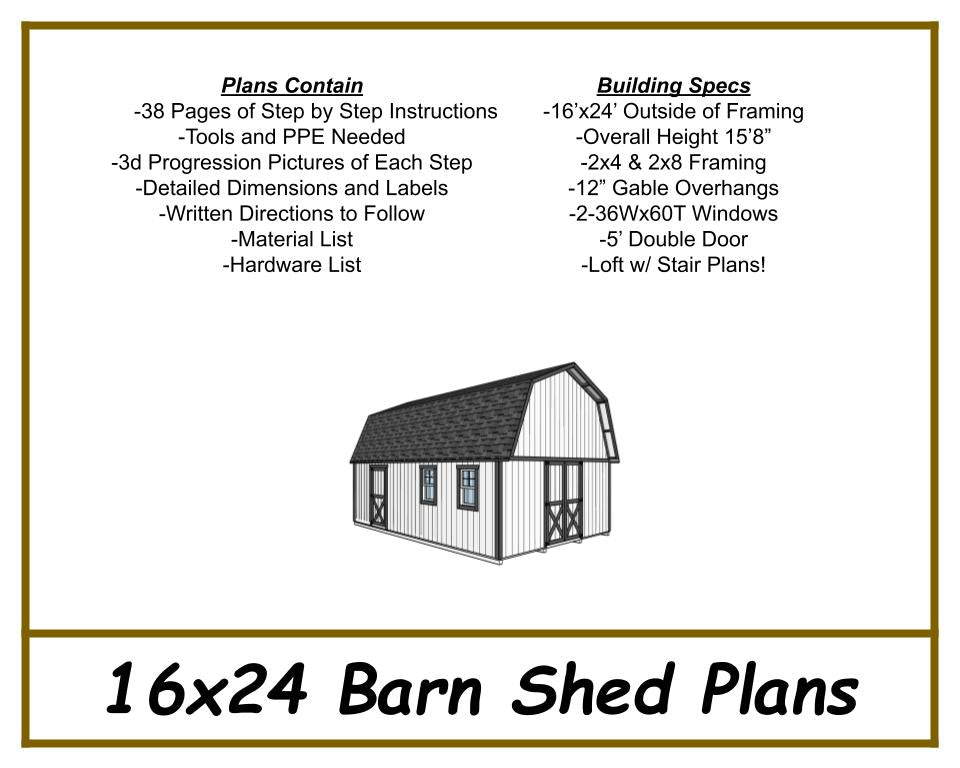 16x24 Barn Shed Plans