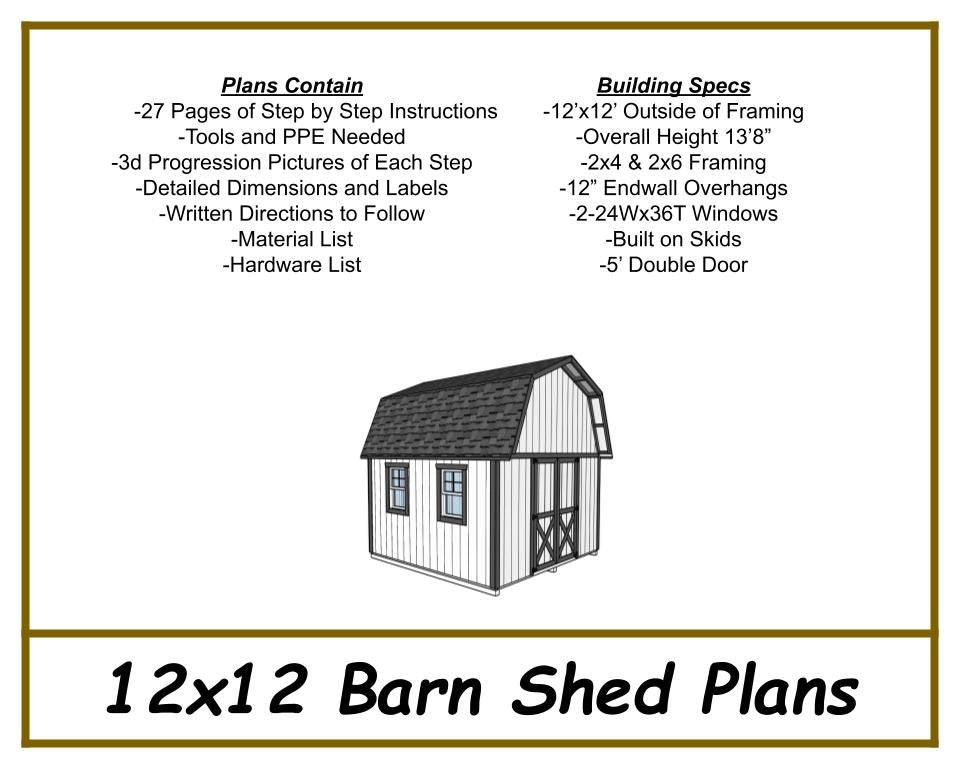 12x12 Barn Shed Plans