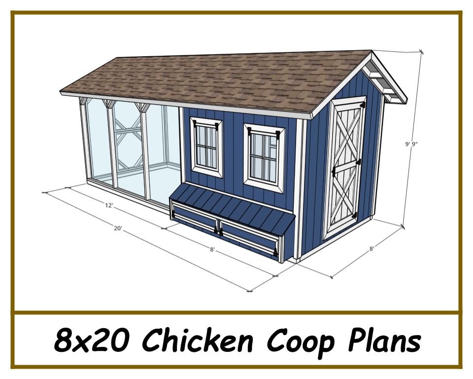 8x20 Chicken Coop Plans with Run - Gable Chicken Coop