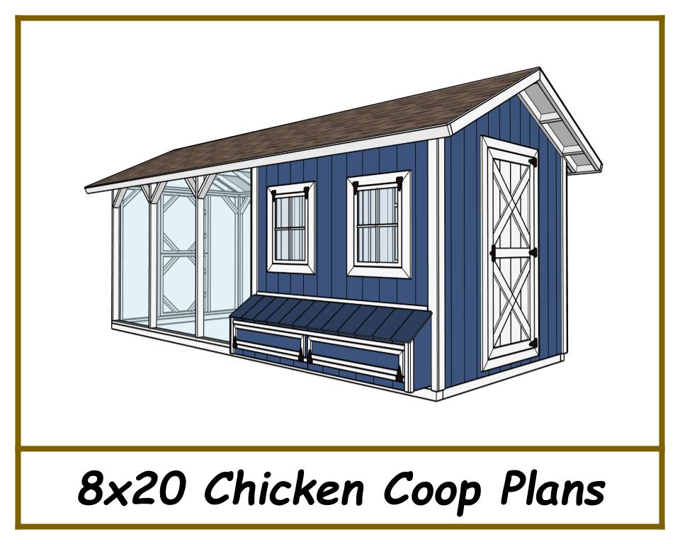 8x20 Chicken Coop Plans with Run - Gable Chicken Coop