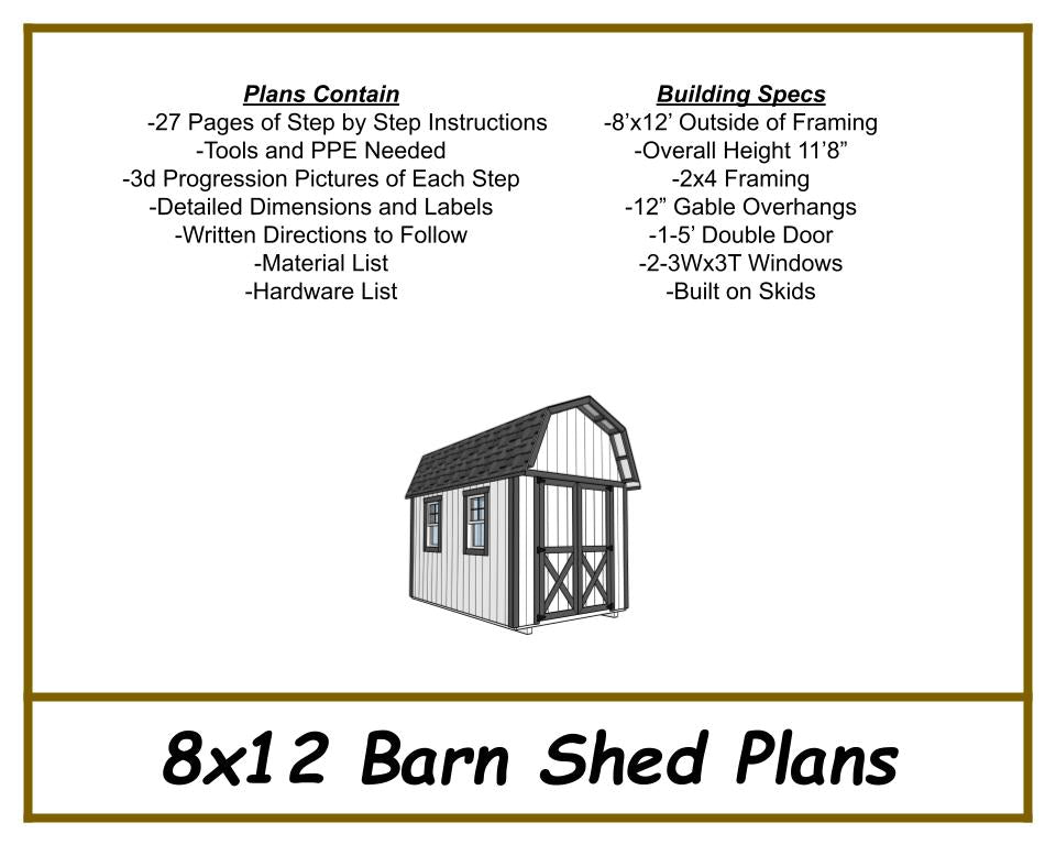 8x12 Barn Shed Plans