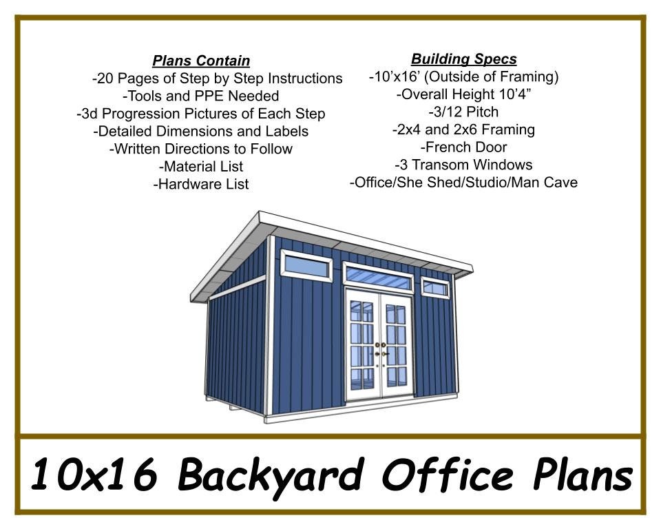 Digital - 10x16 Backyard Office Plans