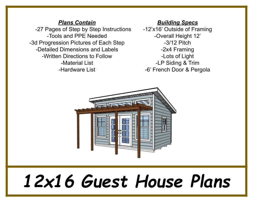 Digital - 12x16 Guest House Plans