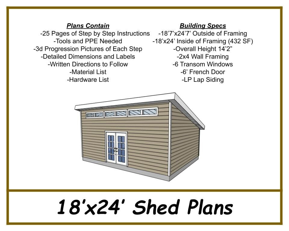 Digital - 18x24 Shed Plans