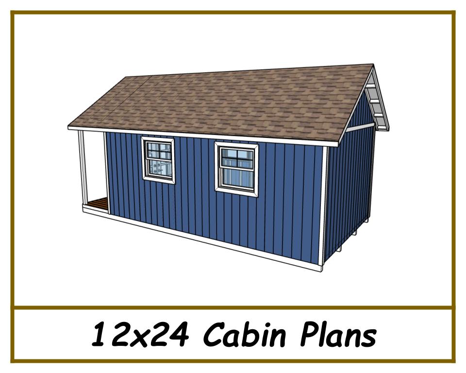12x24 Gable Cabin Plans-TriCityShedPlans