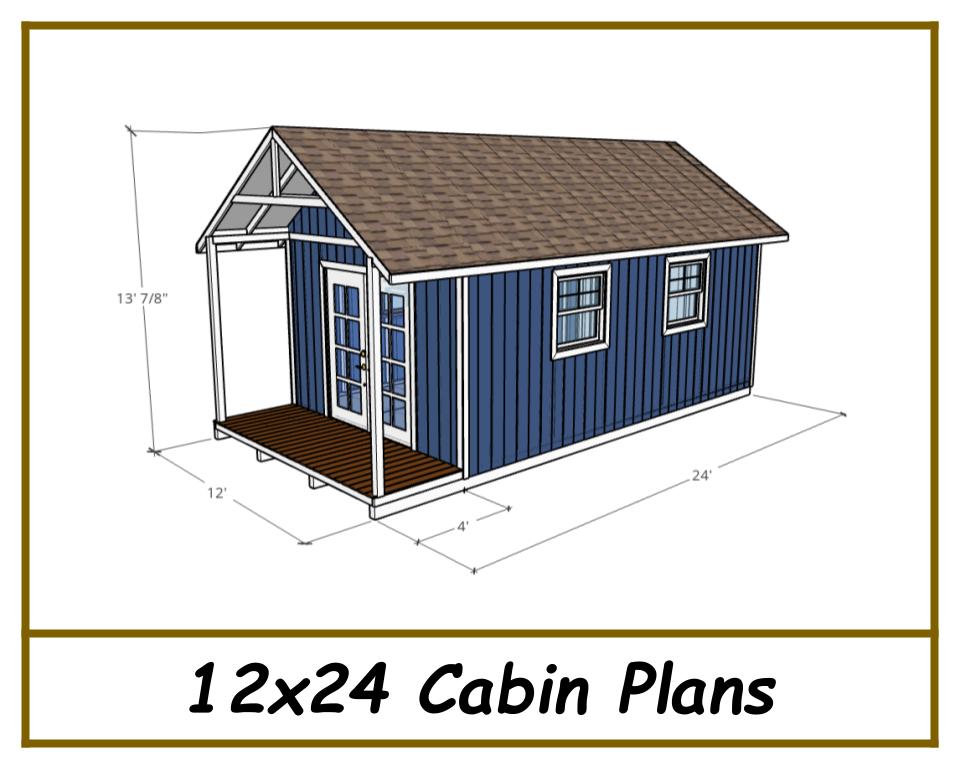 12x24 Gable Cabin Plans-TriCityShedPlans