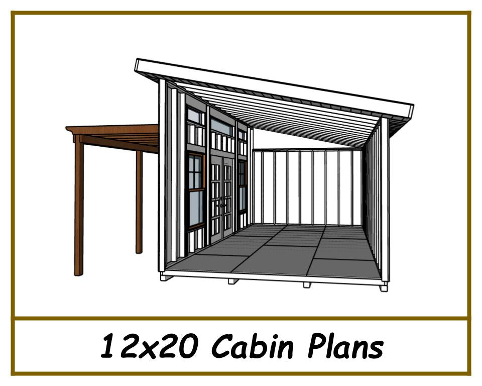12x20 Lean-To Cabin Plans-TriCityShedPlans