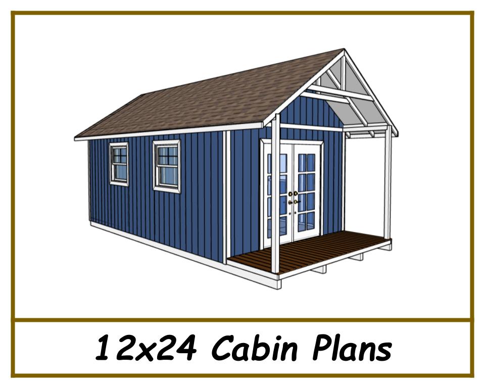 12x24 Gable Cabin Plans-TriCityShedPlans