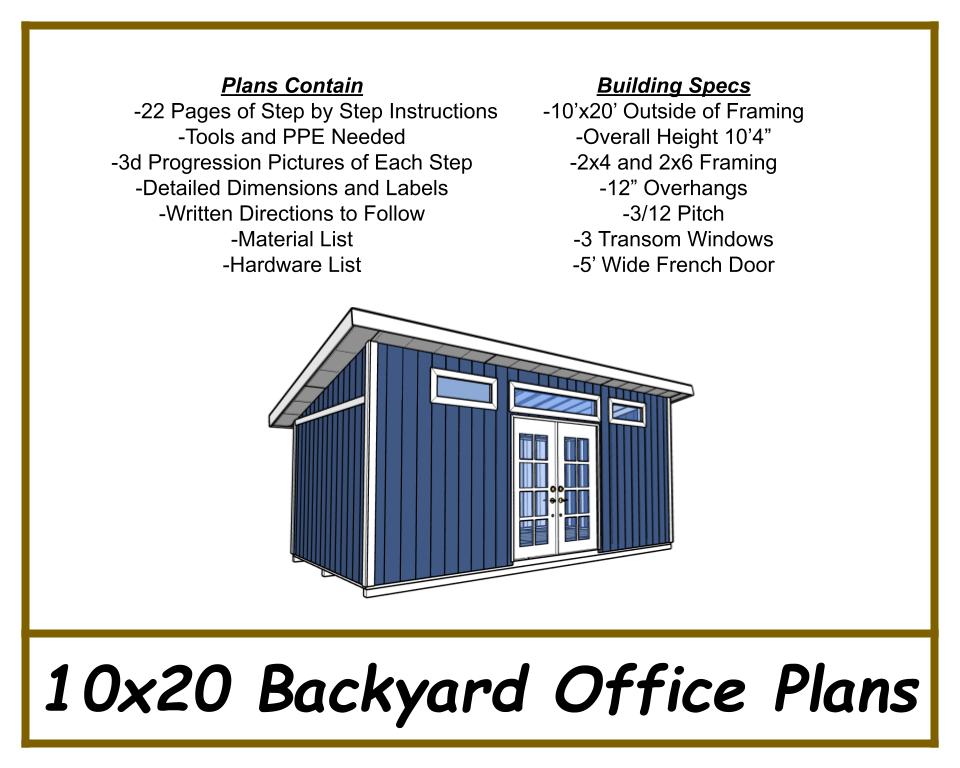 10x20 Backyard Office Plans-TriCityShedPlans