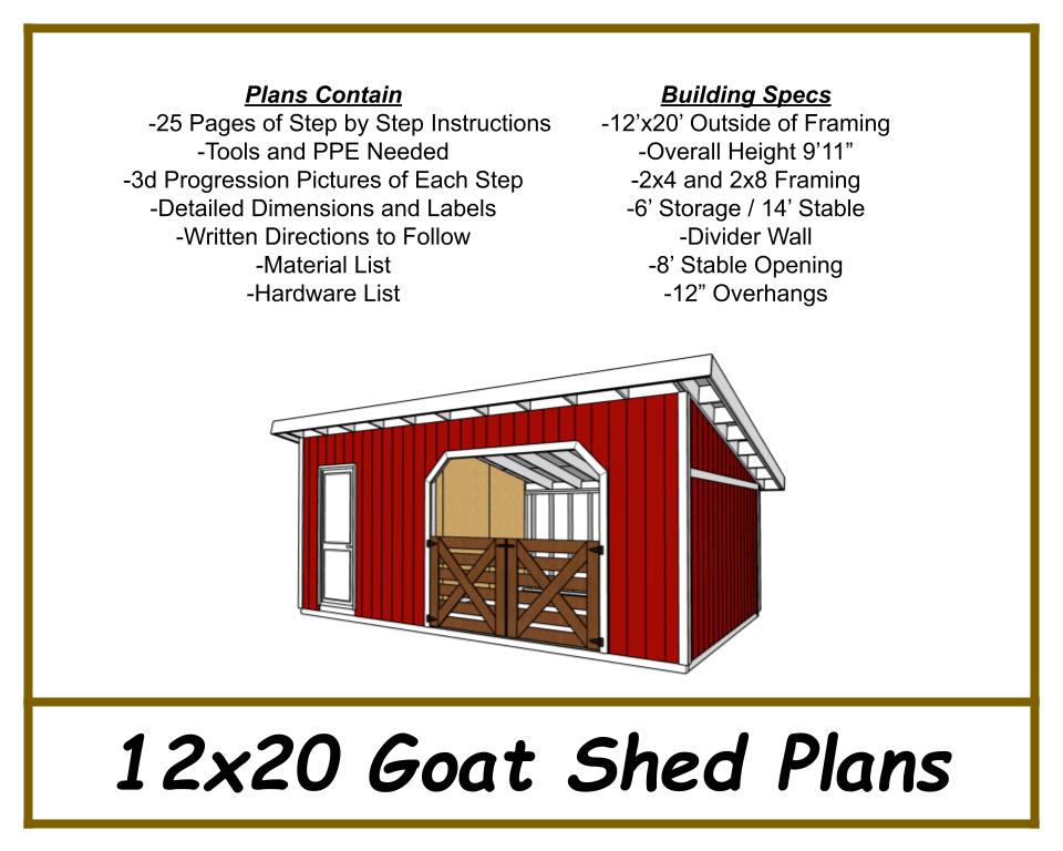 12x20 Goat Shed Plans-TriCityShedPlans