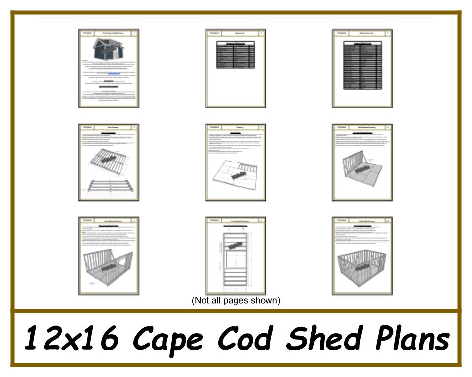 12x16 Cape Cod Shed Plan-TriCityShedPlans