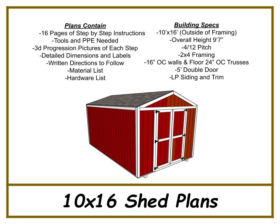 Custom DIY 10x16 Shed Plans