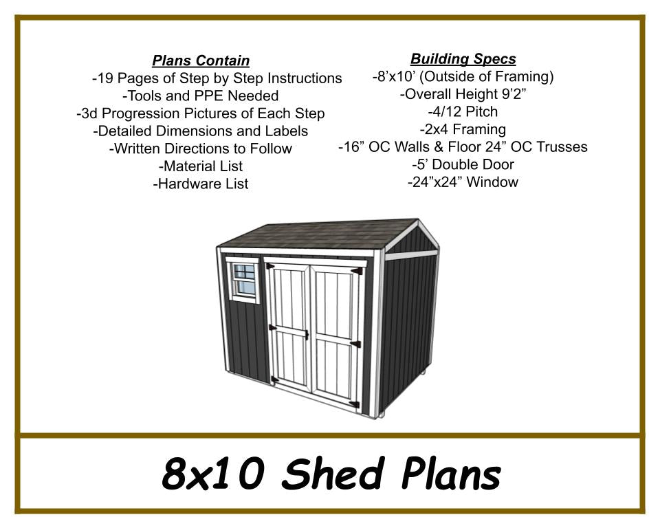 8x10 Garden Shed Plans-TriCityShedPlans