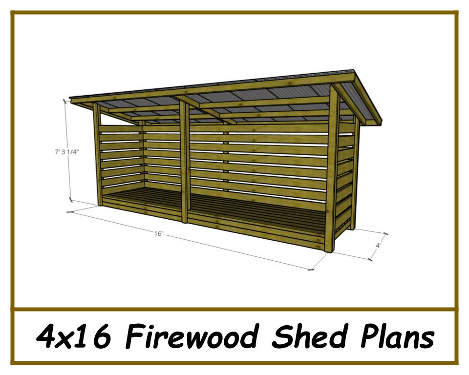 4x16 Firewood Shed Plans-TriCityShedPlans
