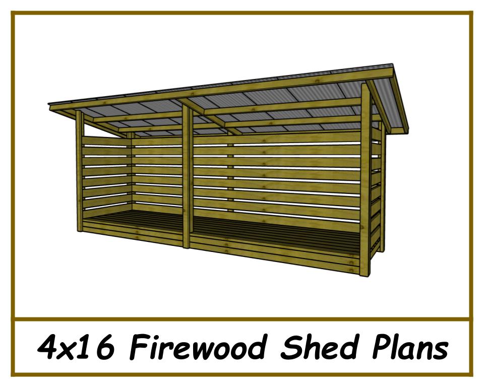 4x16 Firewood Shed Plans-TriCityShedPlans