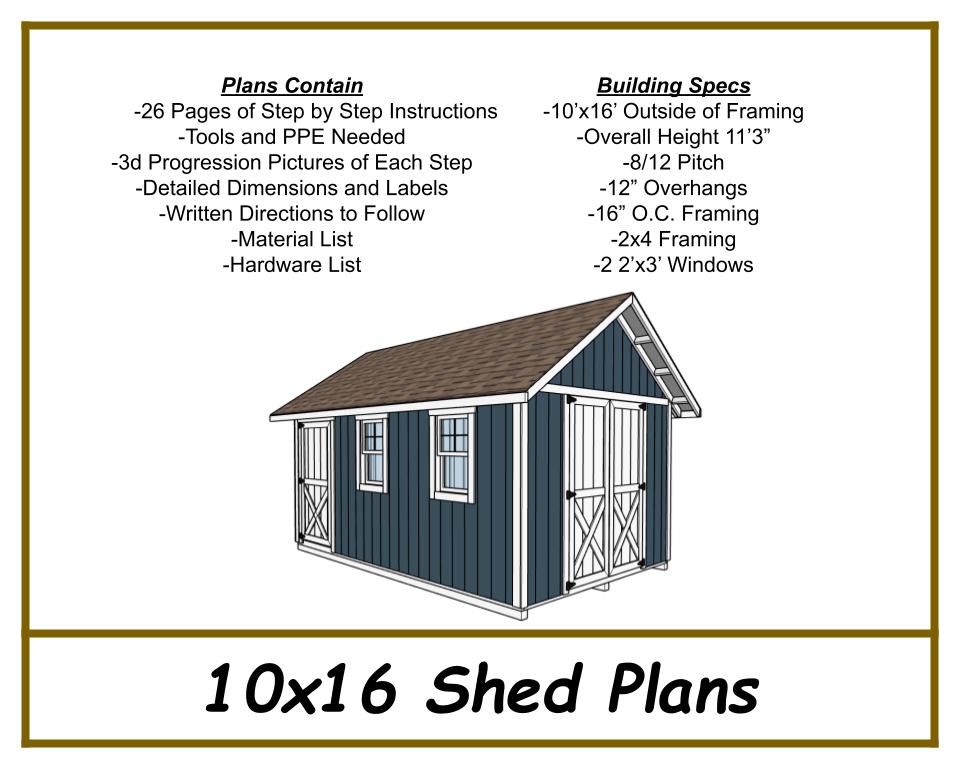 10x16 Storage Shed Plans-TriCityShedPlans