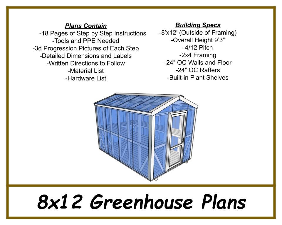 8x12 Greenhouse Plans-TriCityShedPlans