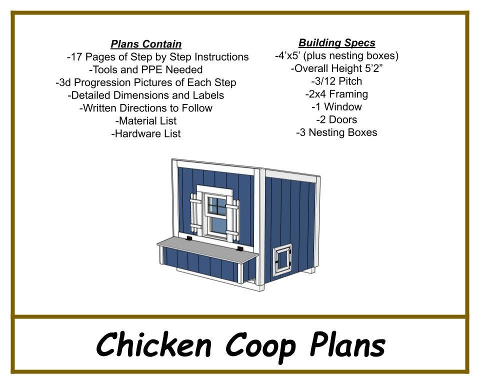4x5 Chicken Coop Plans-TriCityShedPlans