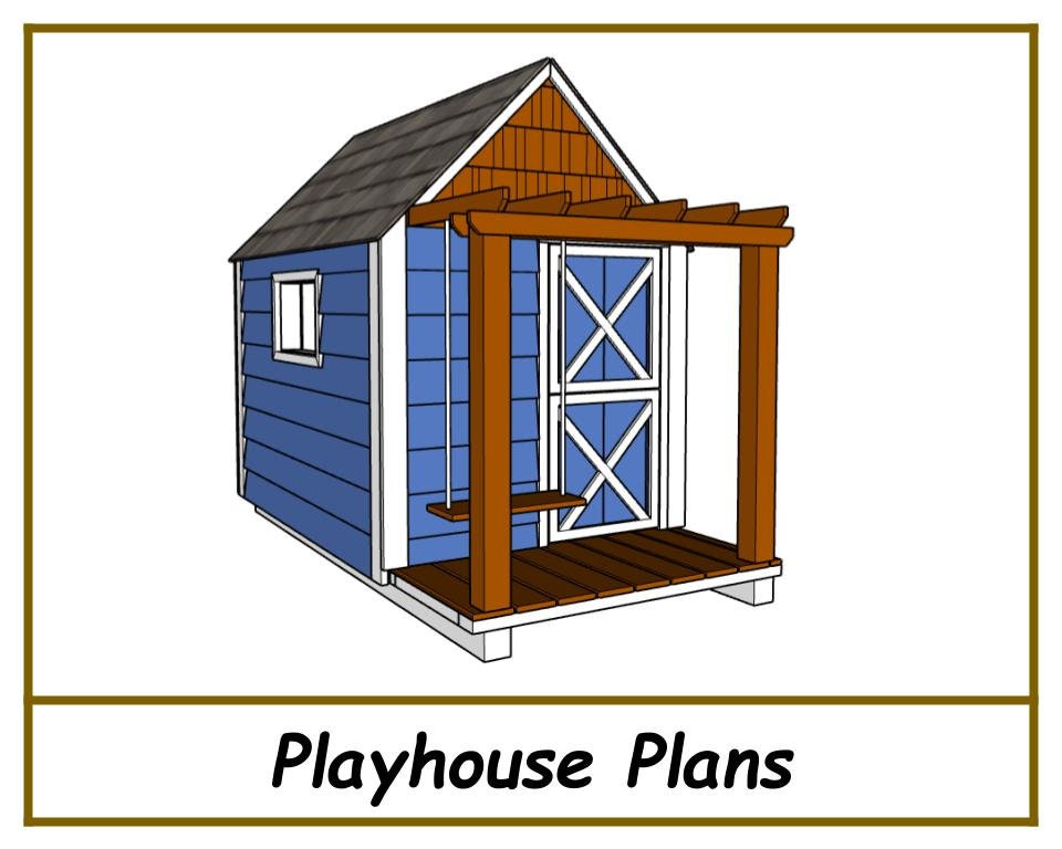 4x8 Playhouse Plans w/pergola-TriCityShedPlans