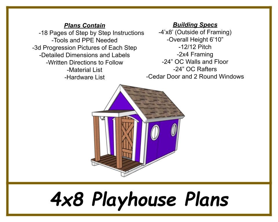 4x8 Playhouse Plans-TriCityShedPlans