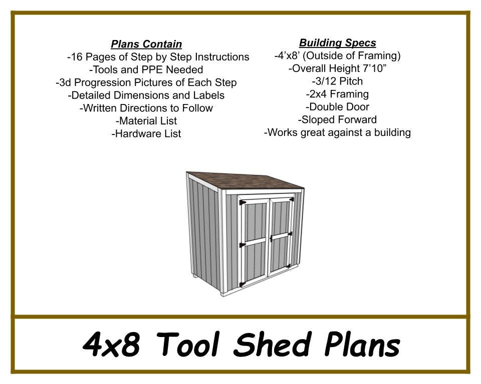 4x8 Tool Shed Plans-TriCityShedPlans