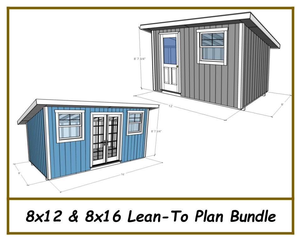 8x12 & 8x16 Lean-To Shed Plan Bundle-TriCityShedPlans