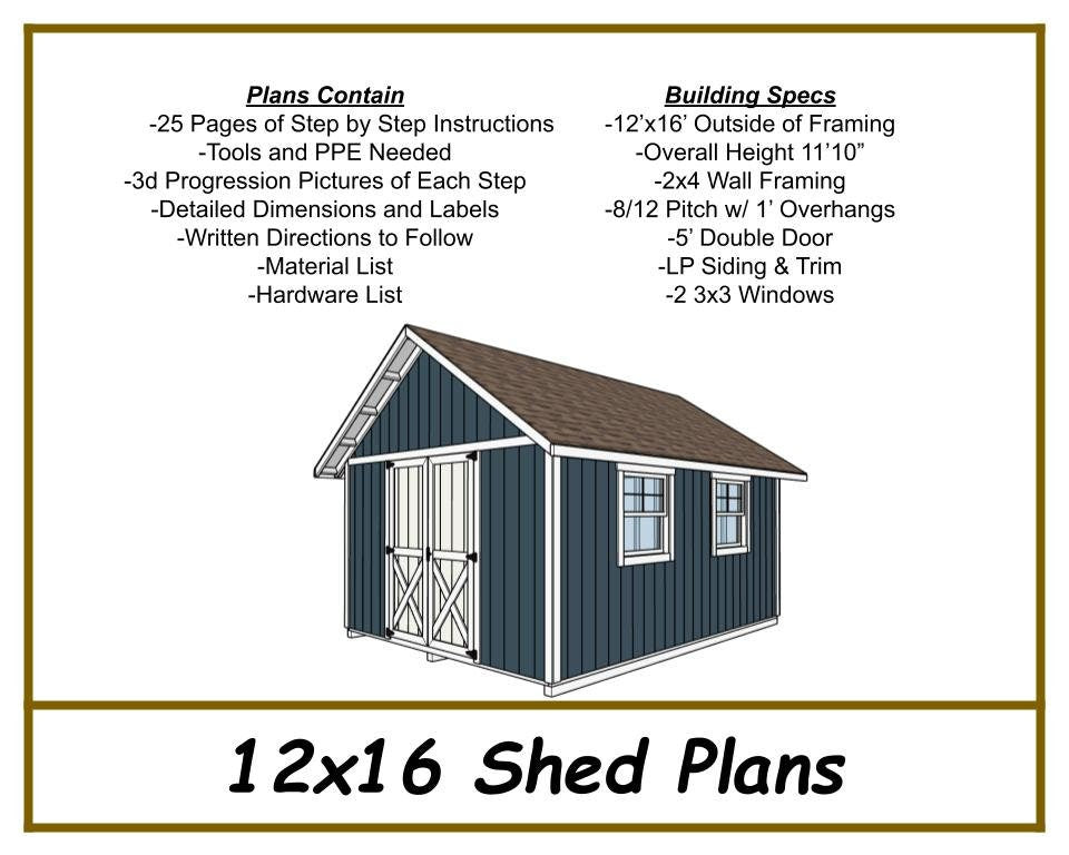 12x16 Storage Shed Plans-TriCityShedPlans