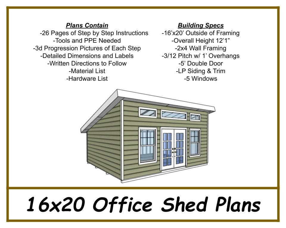 16x20 Office Shed Plans-TriCityShedPlans