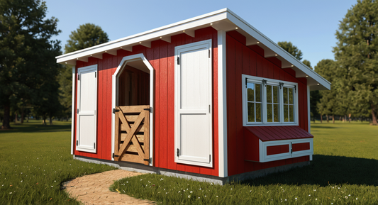 Chicken Coop & Goat Shed 10x16 Red with White Trim