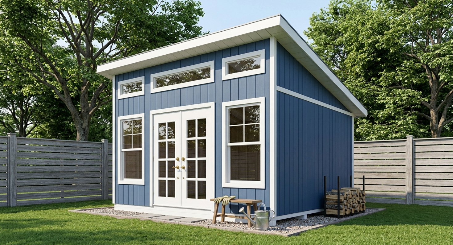 14x16 Backyard Office Plans-TriCityShedPlans