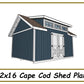 12x16 Cape Cod Shed Plan-TriCityShedPlans