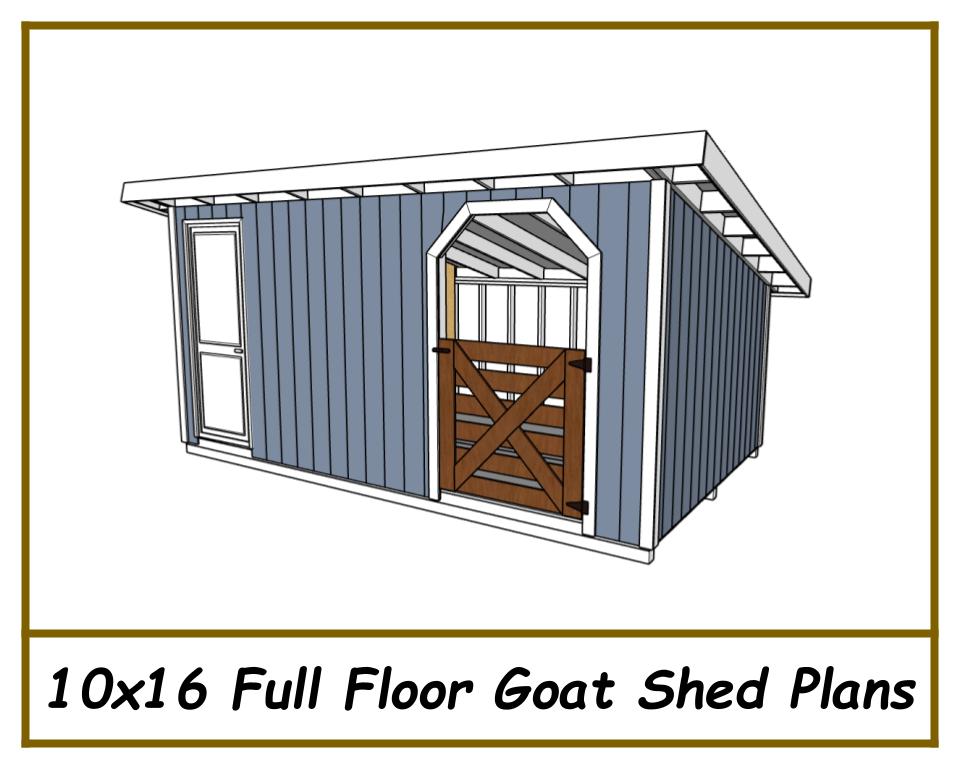 10x16 Goat Shed Plans w/ Full Floor-TriCityShedPlans
