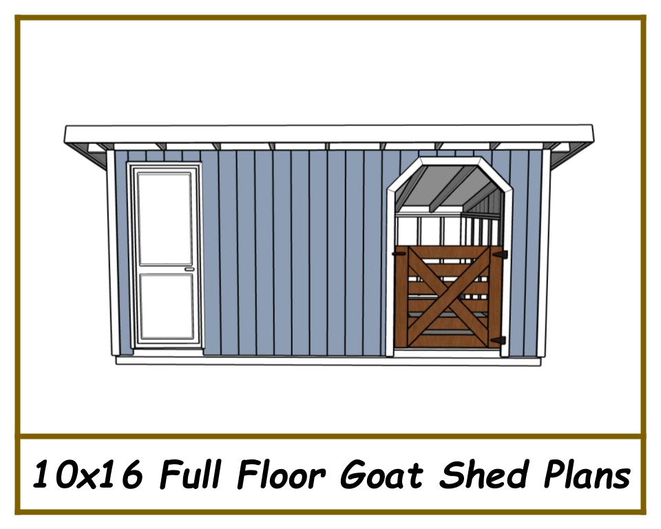 10x16 Goat Shed Plans w/ Full Floor-TriCityShedPlans